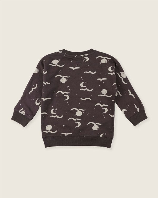 organic cotton Charcoal Grey Moon Wave Print Sweatshirt - image 5