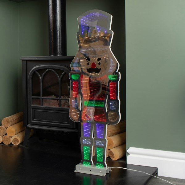Samuel Alexander 74cm Infinity Light up Christmas Nutcracker Decoration with Multi-Coloured LEDs on Metal Base