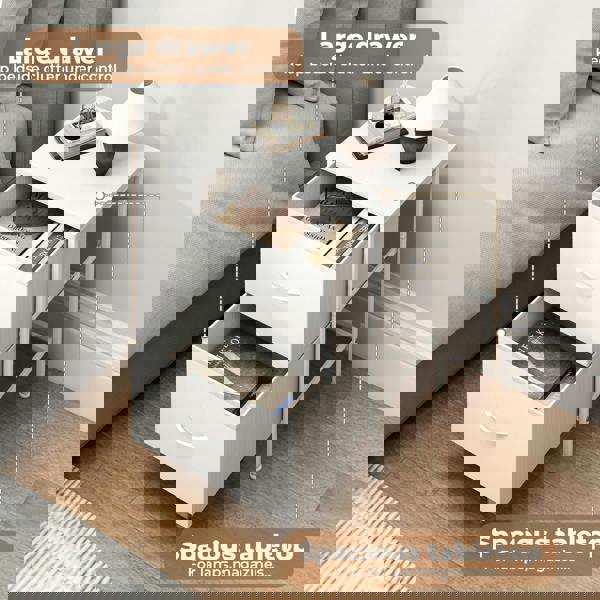 Levede Bedside Table 2 Fabric Drawer Nightstand Shelf Storage Furniture Cabinet