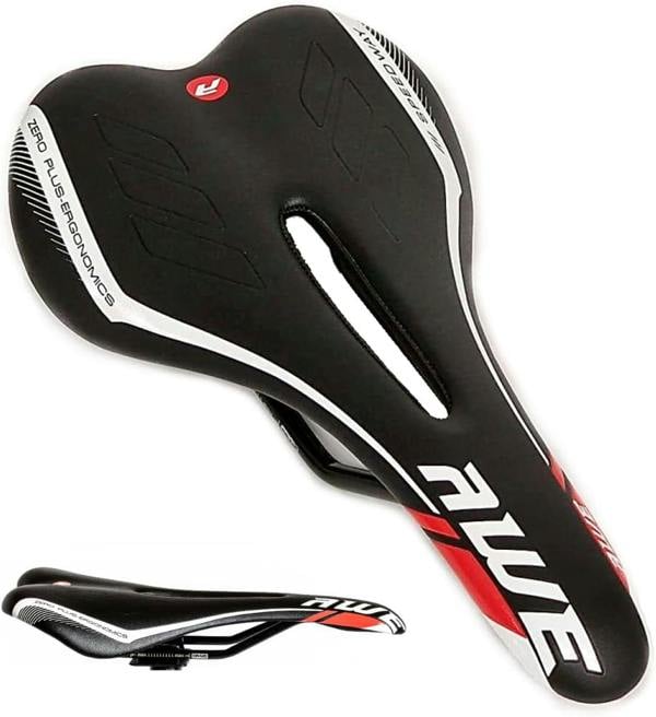 Awe Chromo Rails Adult Foam Racing Bike/Bicycle Saddle Mens/Womens Black/Red