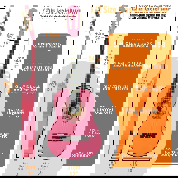 3rd Avenue 1/2 Size Classical Guitar Pack Pink Classical Guitars#Colour_Pink