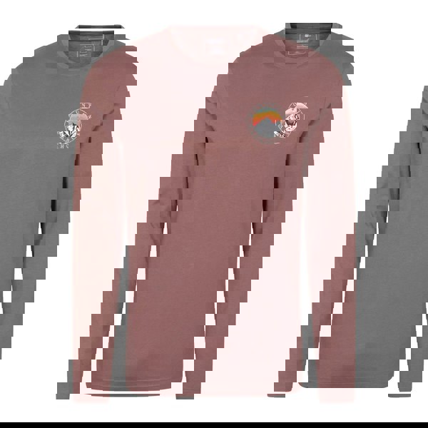 Mountain Warehouse Mens Circle Mountain Sunset Graphic Long-Sleeved T-Shirt - Burgundy