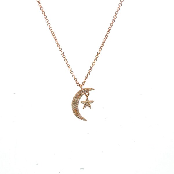 Reeves & Reeves 14K Solid Gold Diamond Moon and Star Necklace