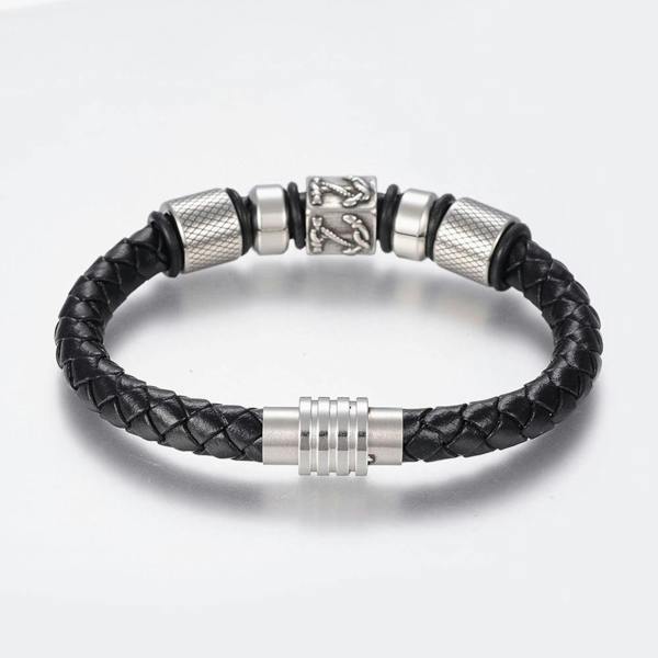 Aye Do Gifts Men's Nautical Black Leather Bracelet