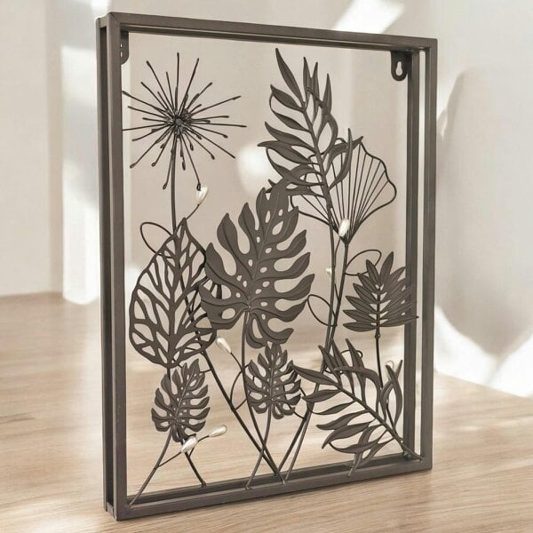 EDH Door Hardware Square Floral 3D Wall Décor – 41 x 41 x 4 CM | Handcrafted Metal Flower Art | Elegant Indoor & Outdoor