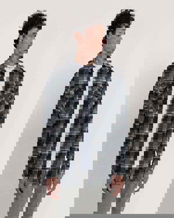 Larsson & Co Grey Melange Check Jersey Casual Overshirt