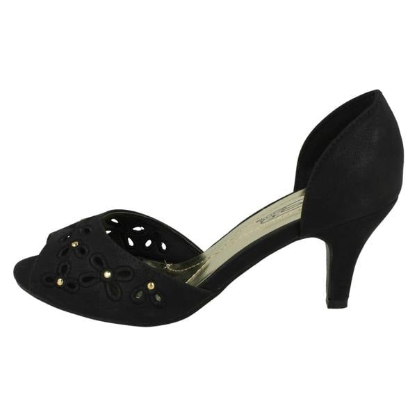 Spot On Ladies Spot On Peep Toe Slip On Court Shoe