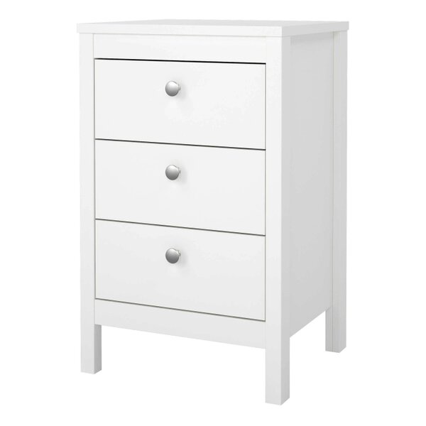 Wyld Haus Gossmere White Bedside Table 3 Drawers