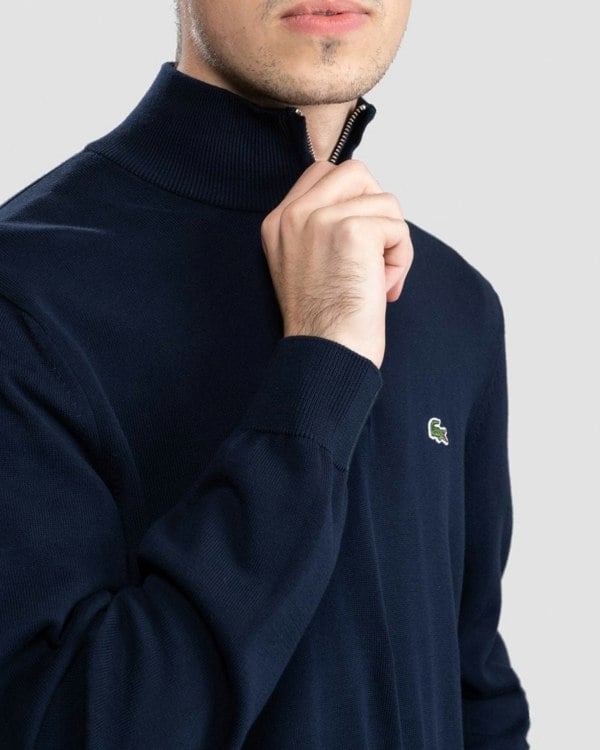 Lacoste Half Zip Logo Mens Sweatshirt - Navy Blue 166