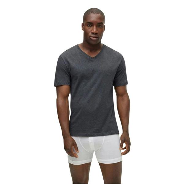 Boss Mens Logo V Neck T-Shirt (Pack of 3) - White/Grey/Black - 