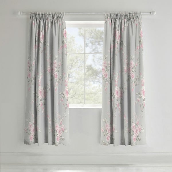Catherine Lansfield Canterbury Floral Lined Pencil Pleat Curtains