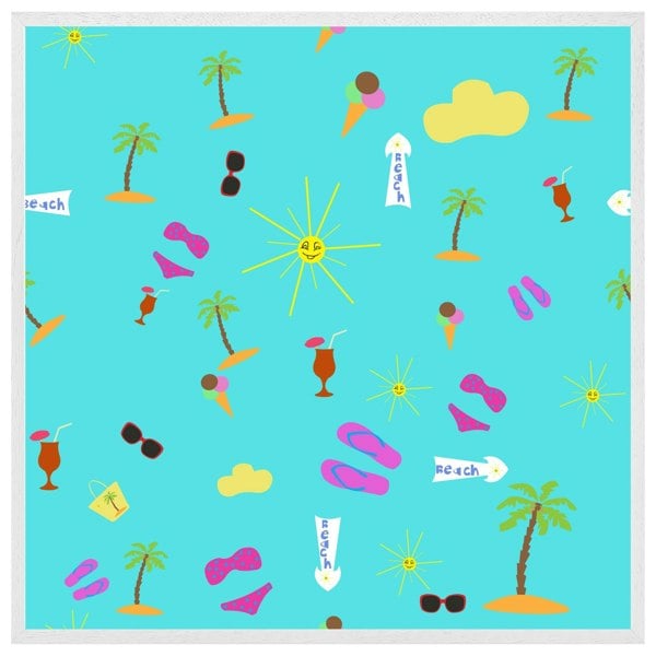 Benjamin Tate Design Beach cartoons (picture Frame)