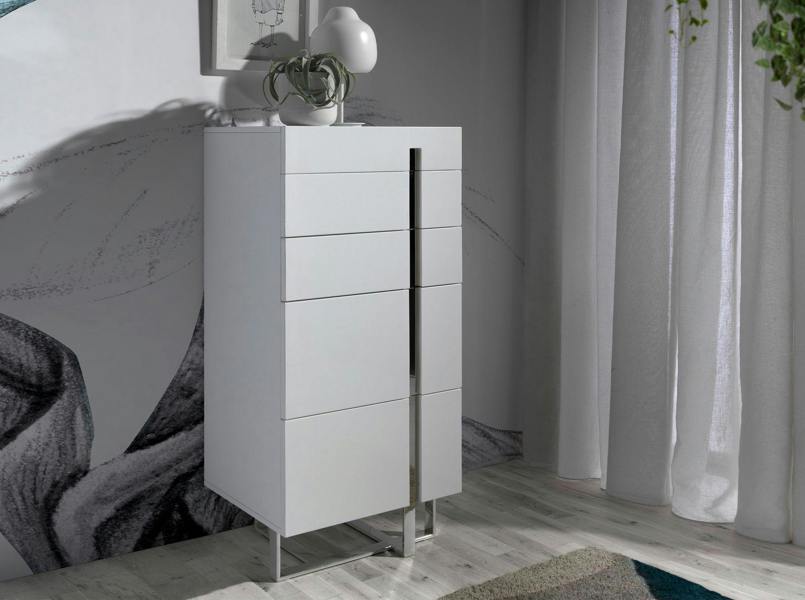 Angel Cerdá Chiffonier White Wood and Chrome-plated Steel 7018