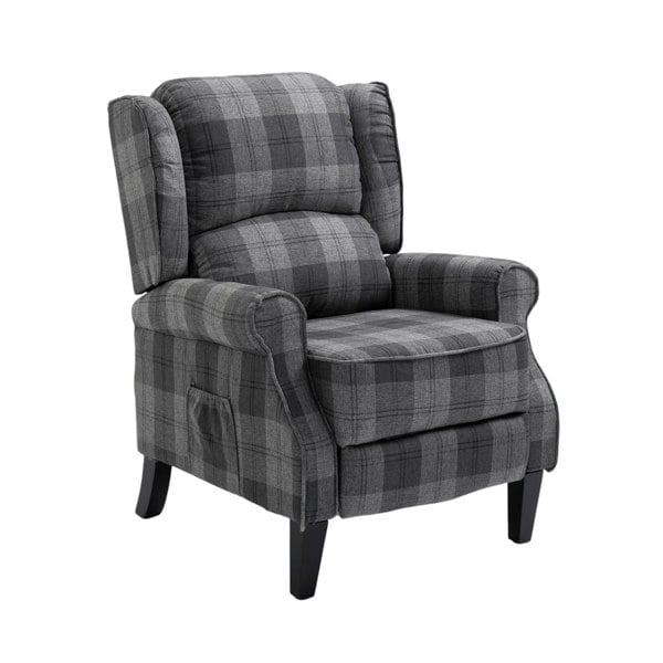 Estonia Push Back Recliner in Grey Tartan