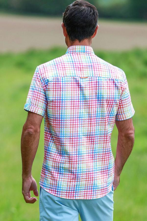 MULTICOLOR CHECK SHORT SLEEVE SHIRT – Premium Men's Patterned Shirt by Claudio Lugli | Bold Design, Tailored Fit, Best Printed Shirts