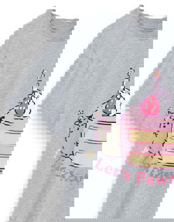 Pusheen Girls Grey Let's Pawty Short Sleeved T-Shirt