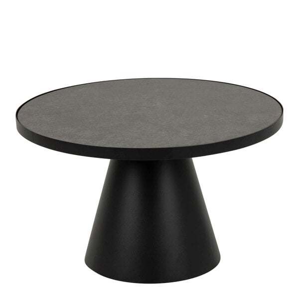 Wyld Haus Hamburg Round Black Ceramic Coffee Table with Steel Pillar Base