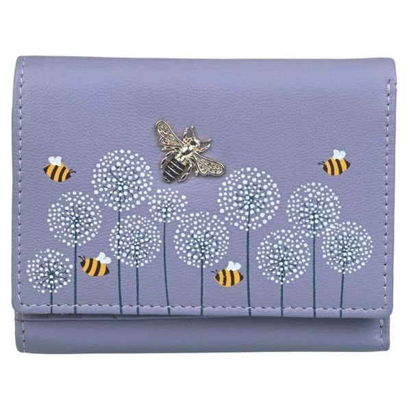 Mala Leather Moonflower Compact Bee and Floral Leather RFID Purse