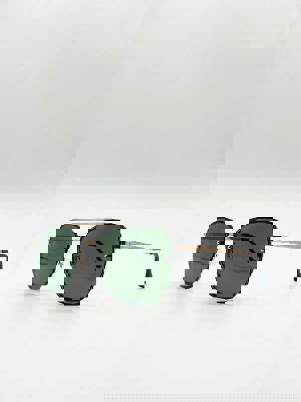 SVNX Metal Frame Square Aviator Style Sunglasses