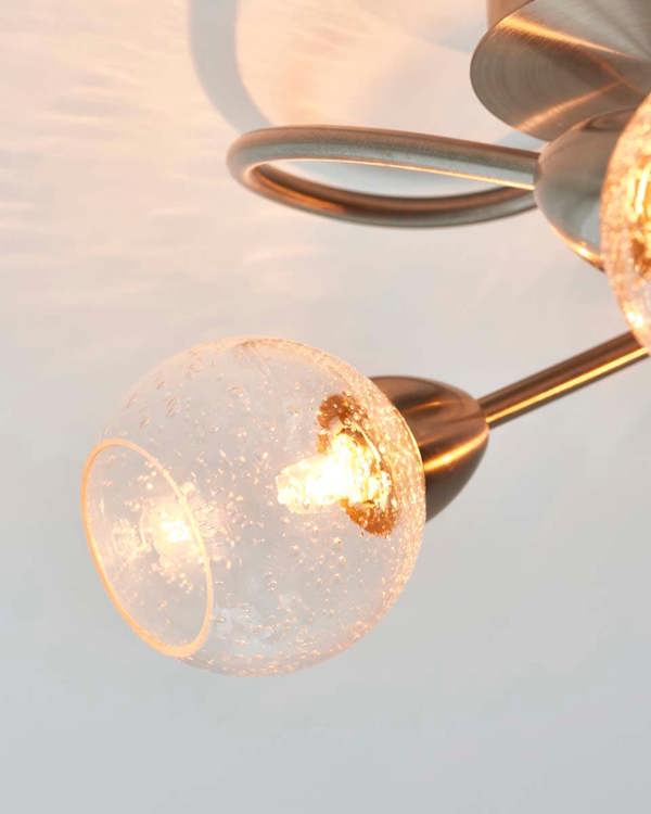 Pagazzi Lighting Callen Satin Nickel 3 Light Flush Ceiling Light