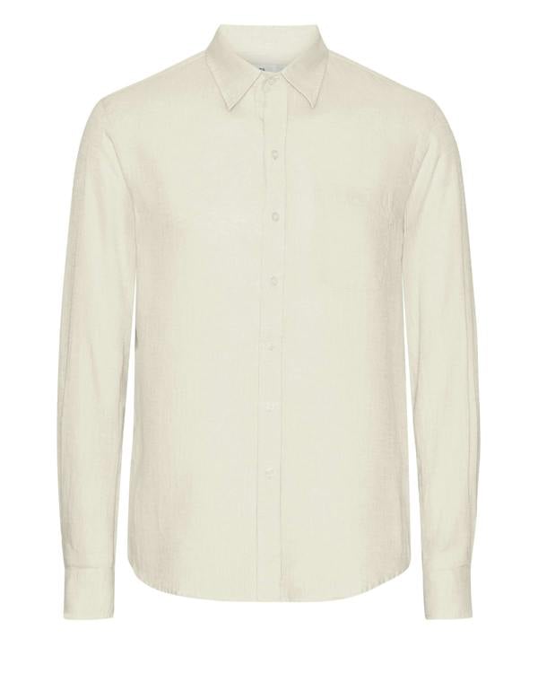 Colorful Standard Mens Long Sleeve Linen Shirt - Ivory White - CHO - Designer Mens Long Sleeve Shirts