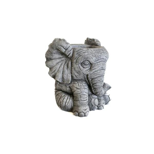 Small Stone Cast Elephant Planter Pot
