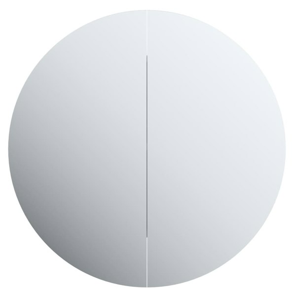 Berkfield Bathroom Cabinet with Round Mirror&LED Oak 54x54x17.5 cm