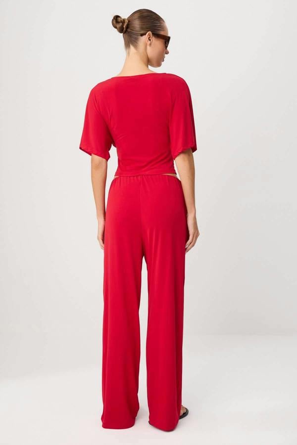 2-Piece Fitted Batwing Sleeve Wide Leg Co-ord Set