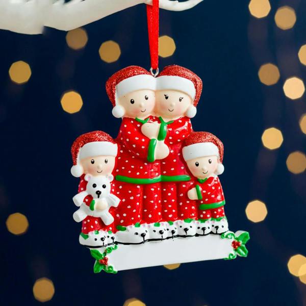 Personalised Pyjamas Family Christmas Decoration - alternative angle