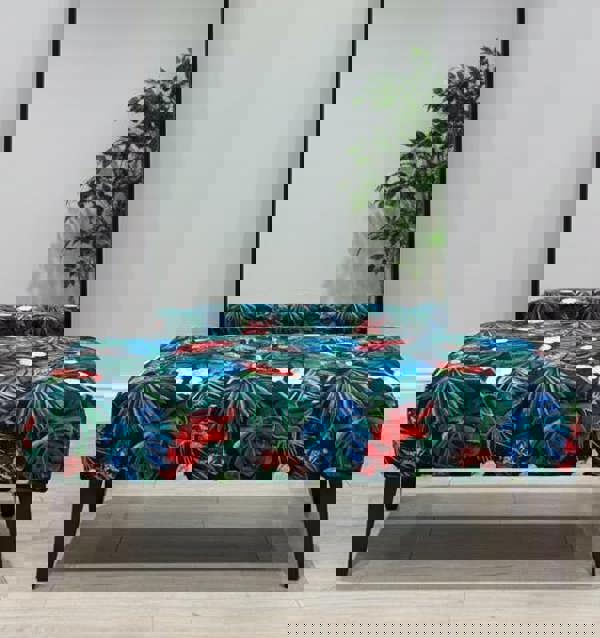 ISTOOLS Blue Jungle Floral Ottoman Bench – Multi-Use Footstool & Coffee Table UK Handmade
