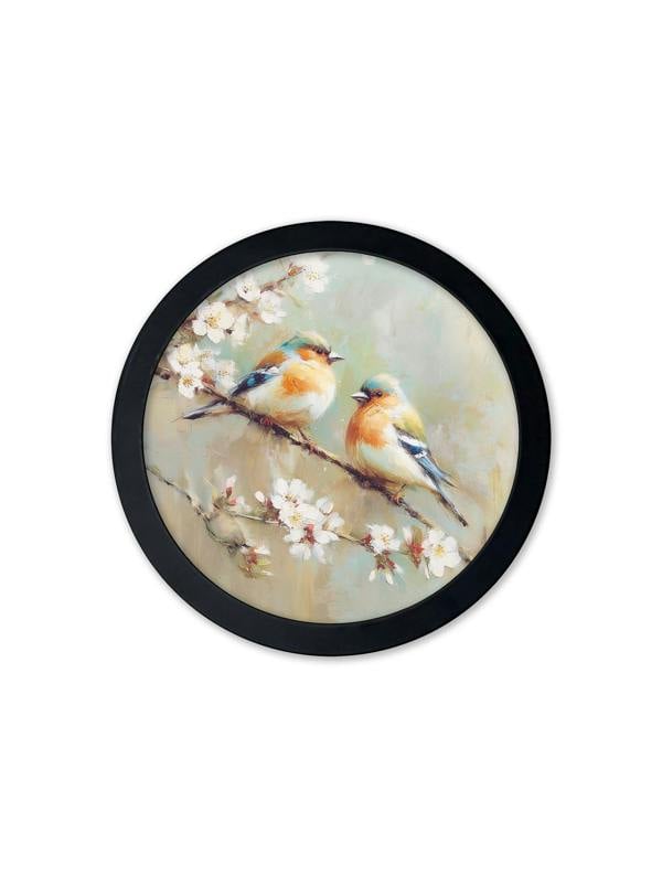Exceptional Art Garden Birds - 30cm Black Round Box Frame