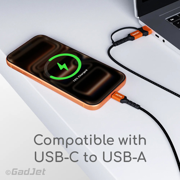 GadJet 2m USB-C to USB-C Cable + USB-A Adapter