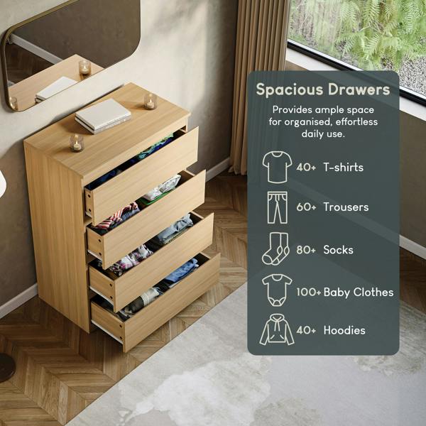 Vida Designs Denver 4 Drawer Chest, Black