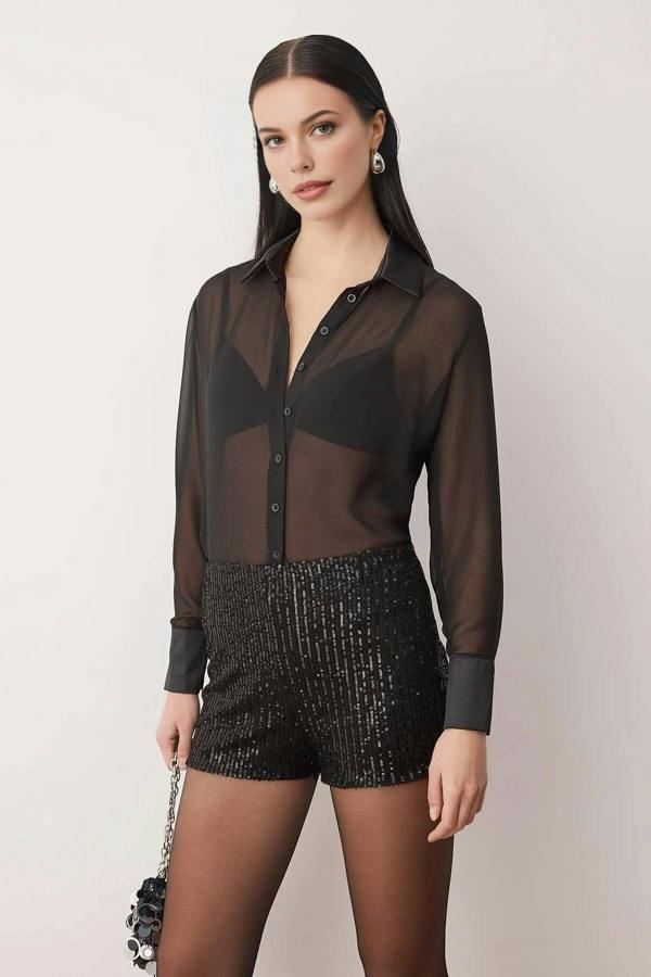 WOVCOR Super Mini Knitted Sequin Shorts