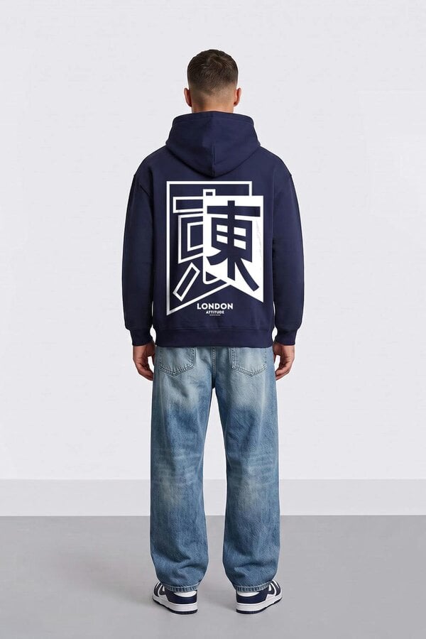 London Attitude Relaxed Fit Japanese Inspired  Graphic Hoodie