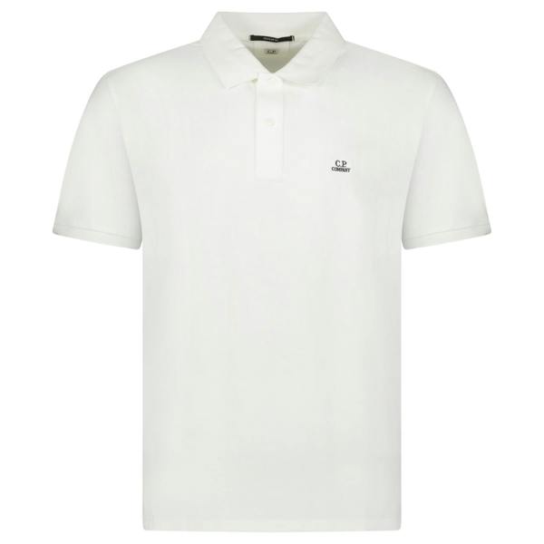 CP Company Logo Stitch Polo White - chancefashionco