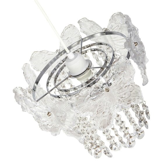 Happy Homewares Decorative Glass Butterfly Design Pendant Lamp Shade with Chrome Frame