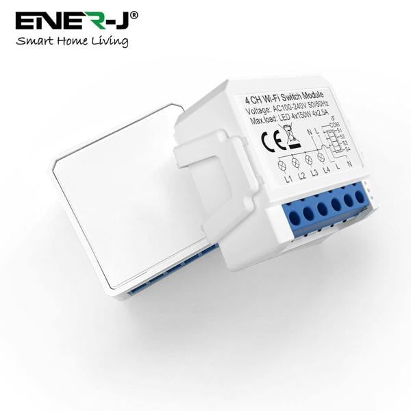 ENER-J Smart WiFi 4CH Switch Module, Converts Existing Switch to App & Voice Control, Works with Alexa & Google Assistant