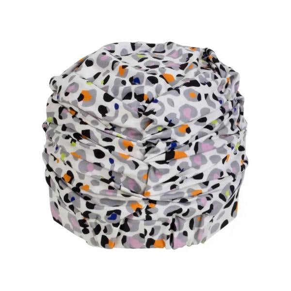 Fashy Pleated Soft Fabric Cap with leopard print and multicolored spots