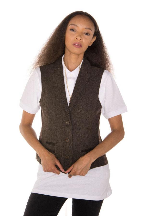 TruClothing Womens Tweed 1920s Herringbone Brown Waistcoat