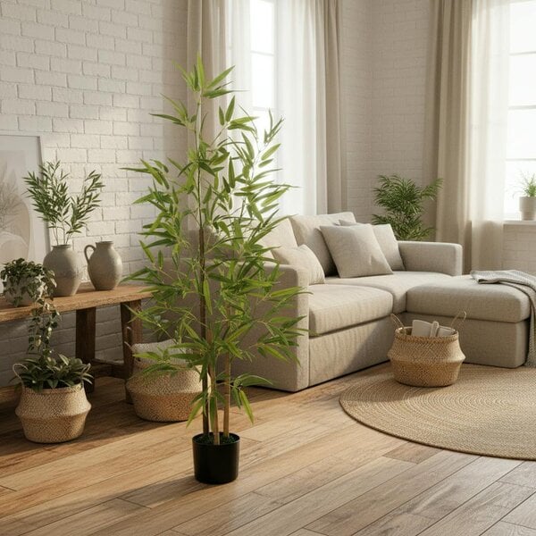 Wyld Haus Hanvette Artificial Bamboo Style Tree Supplied In Pot 120cm