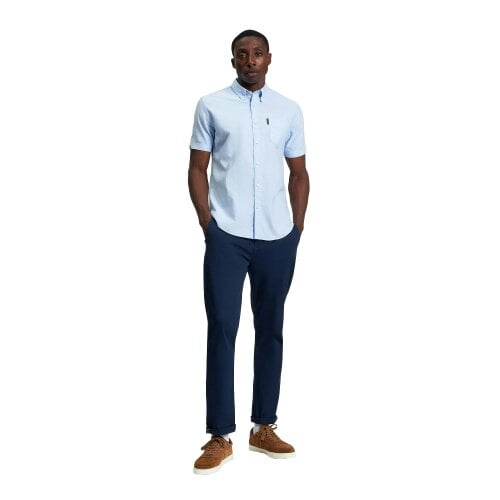 Ben Sherman Mens Signature Oxford Short-Sleeved Shirt - Sky