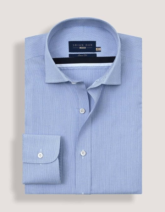 Men's Easy Care Formal Check Shirt – Light Blue