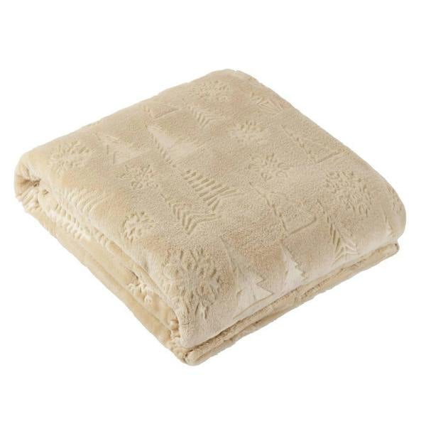 Furn Festive Time Fleece Embossed Throw - Natural