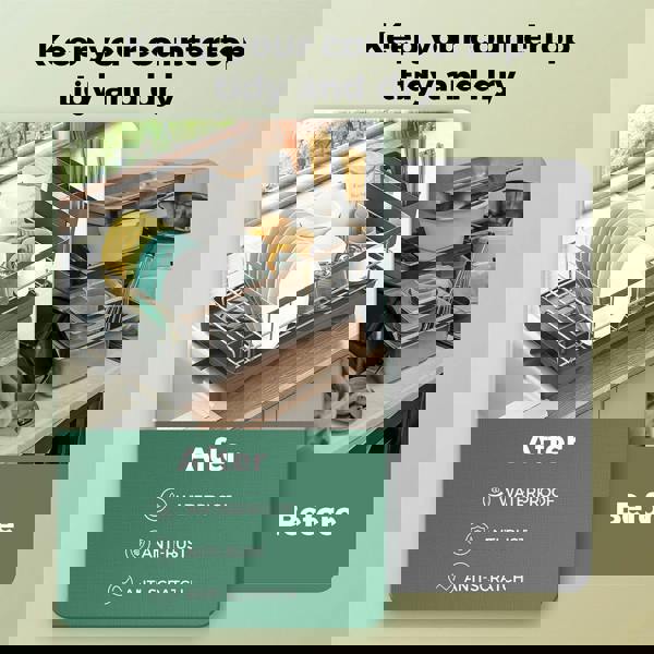 Toque Dish Drainer Drying Rack Stainless Steel Plate Cutlery Holder Drip Tray