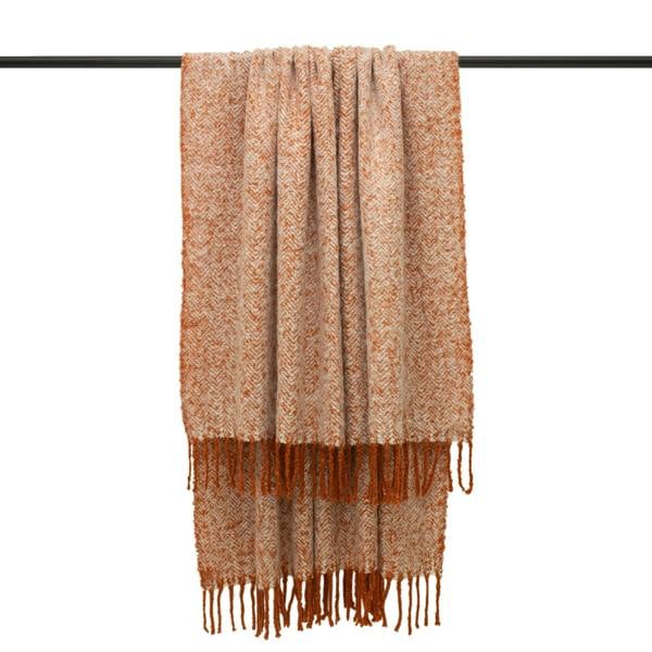 Furn Weaver Throw with Herringbone Design - Rust - 