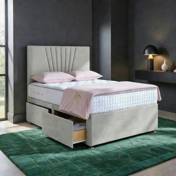 Elysian Cream Single Two Drawer Divan Bed