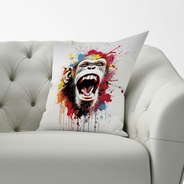 Warren Reed Coloured Splashart Crazy Monkey Face Cushions