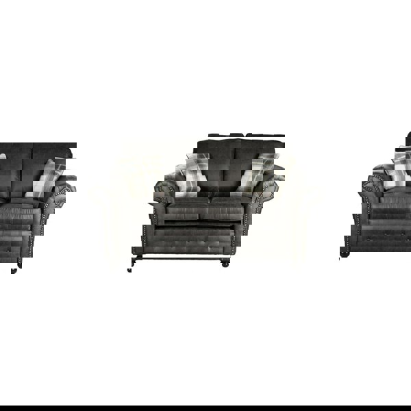 SQUAREBOXX Oakland Suede Sofa 3+2 Seater Fabric Sofa in Charcoal Black