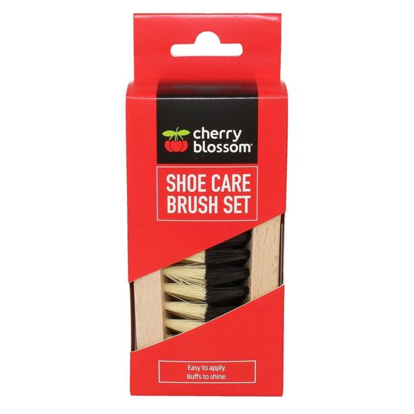 Cherry Blossom Applicator & Buffing Twin Brush Shoe Care Set